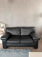 Mooie zwarte echt leren banken set, Ophalen, Gebruikt, Minder dan 75 cm, 150 tot 200 cm