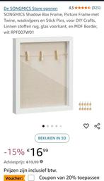 Leuke lijst met glas en knijpertjes nieuw in doos, Ophalen, Minder dan 50 cm, Nieuw, Minder dan 50 cm