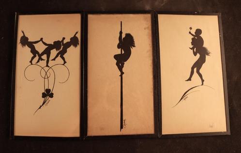 Set van tien ingelijste silhouetten, Antiek en Kunst, Kunst | Overige Kunst, Verzenden