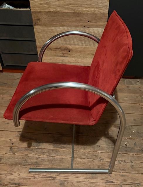 Set van 4 Vintage Design stoelen Metaform type Circel rood, Huis en Inrichting, Stoelen, Gebruikt, Vier, Metaal, Stof, Rood, Ophalen