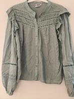 blouse opengewerkt lizzi lou xl 42 salie groen froezel mooi, Verzenden, Zo goed als nieuw, Maat 42/44 (L), Groen