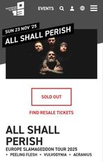 1 kaartje voor uitverkocht concert All Shall Perish Tilburg, Eén persoon