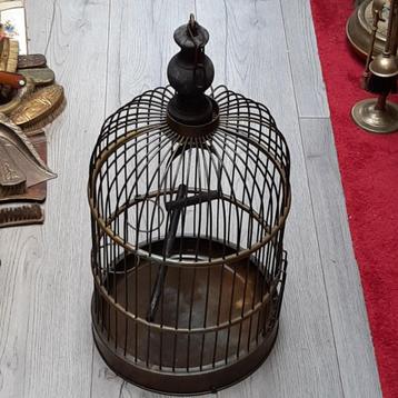 Antieke vogelkooi  messing/koper - 58 cm. hoog, decoratie beschikbaar voor biedingen