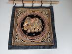Wanddecoratie borduurwerk. Olifant. Birma/Myanmar., Ophalen of Verzenden