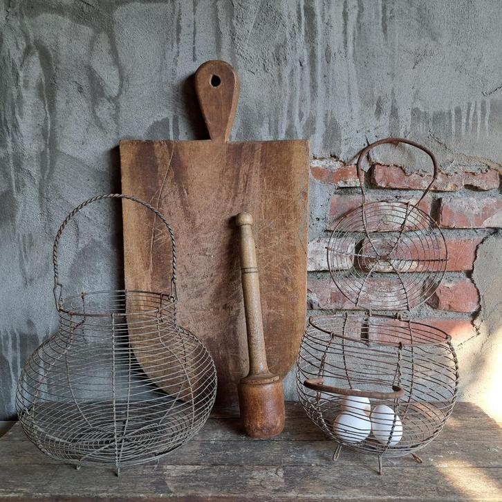 Oud brocante Frans eiermandje slamandje met klep *Etage3*, Huis en Inrichting, Woonaccessoires | Overige, Gebruikt, Ophalen of Verzenden