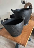 Leren opbergmanden van Loods 5, Huis en Inrichting, Woonaccessoires | Schalen en Manden, Ophalen, Overige materialen, Mand, Rond