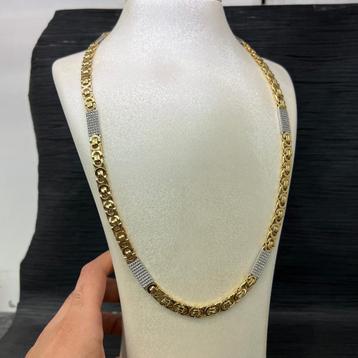 Prachtige 14 kt gouden massieve platte koningsketting 70 cm beschikbaar voor biedingen