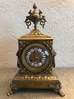 Antieke Franse Bronze schouwpendule met cartouches, Ophalen of Verzenden