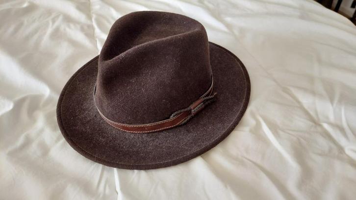 Stijlvolle mooie bruine hoed, Kleding | Heren, Hoeden en Petten, Zo goed als nieuw, Hoed, 57 cm (M, 7⅛ inch) of minder, Ophalen of Verzenden