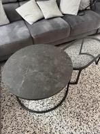 Salontafel zwart grijs marmer, Ophalen, Rond, 50 tot 100 cm, Minder dan 50 cm