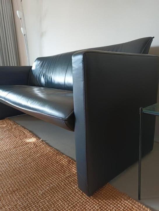 leolux zwart leren 3 zitsbank, Huis en Inrichting, Banken | Bankstellen, Gebruikt, Tweepersoons, 150 tot 200 cm, 75 tot 100 cm