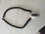 Design ketting met porseleinen hanger, Ophalen of Verzenden, Zo goed als nieuw, Zwart, Overige materialen