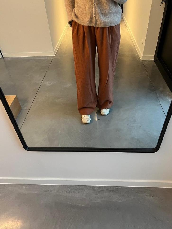 Bruine wollen broek Lessoeurs, Kleding | Dames, Broeken en Pantalons, Zo goed als nieuw, Maat 36 (S), Bruin, Lang, Ophalen of Verzenden
