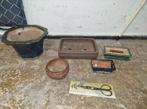 Set Bonsai potten / schalen + Nieuwe snoei schaar, Rond, Nieuw, Ophalen of Verzenden, Minder dan 25 cm