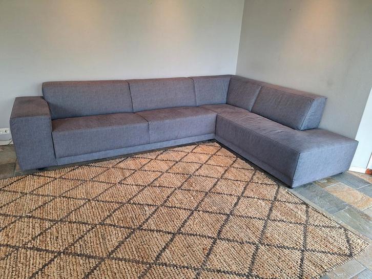 Grote licht grijze moderne hoekbank hoek bank vaste kussens, Huis en Inrichting, Banken | Complete zithoeken, Gebruikt, Stof, Ophalen
