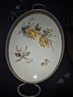 Vintage dienblad met rozen en mosterd bakje, Antiek en Kunst, Ophalen of Verzenden