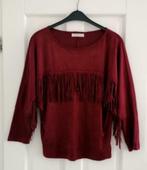 Yaya bordeaux rood suedine shirt 3/4 mw + fringes L nr 34990, Kleding | Dames, T-shirts, Yaya, Maat 42/44 (L), Ophalen of Verzenden