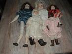5 vintage poppen met stenen hoofden, handjes en voeten, Ophalen of Verzenden, Gebruikt, Pop