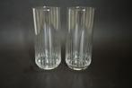 Mid Century vintage 2x waterglas longdrink geslepen streep, Glas of Glazen, Ophalen of Verzenden, Overige stijlen, Glas