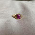 14 karaat goud ring vintage roze spinel steen, Sieraden, Tassen en Uiterlijk, Ringen, Goud, 18 tot 19, Dame, Zo goed als nieuw