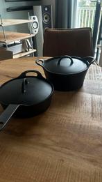 Hackman gietijzer pannenset, Huis en Inrichting, Keuken | Potten en Pannen, Ophalen, Zo goed als nieuw, Rvs, Pannenset