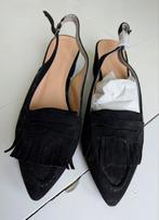 Elegante zwarte suede slingback schoenen - maat 40/41, Schoenen met lage hakken, Zwart, Nieuw, Ophalen of Verzenden