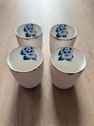 Heinen Delftsblauw Blauw Bloesem Mokken (4) beschikbaar voor biedingen