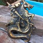 Sint Joris wandplaat uit brons gegoten,Christelijke Heilige, Antiek en Kunst, Antiek | Koper en Brons, Ophalen of Verzenden