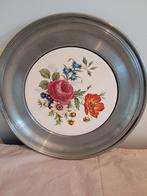 Vintage Tinnen Bord met Bloemmotief, Ophalen of Verzenden