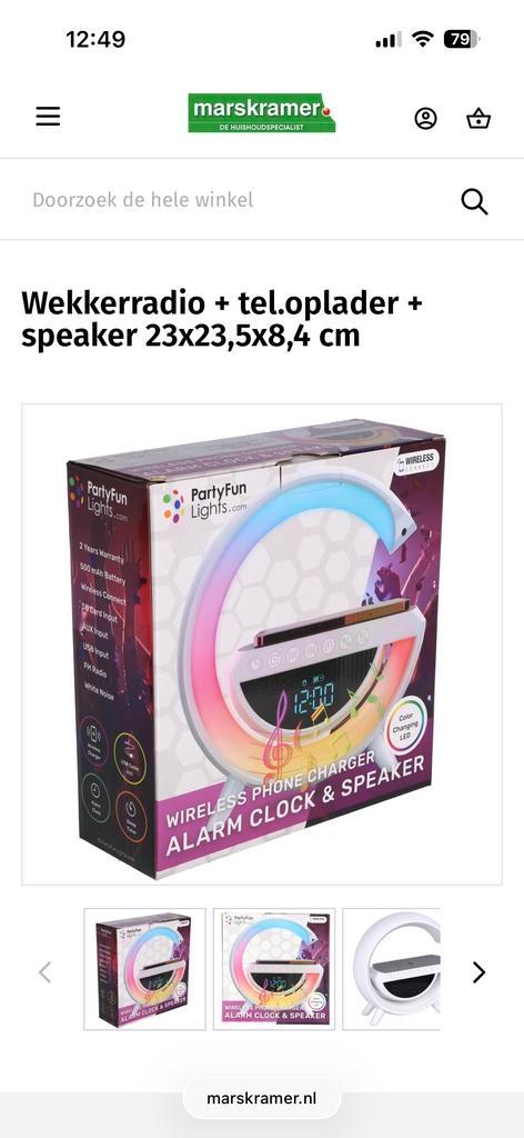 Wekker Radio met Draadloze Oplader & Speaker, Witgoed en Apparatuur, Wekkers, Nieuw, Digitaal, Ophalen