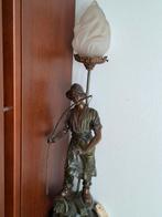 Antieke Lamp - Visser met Glas, Ophalen of Verzenden