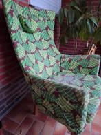 Groene fauteuil met bladmotief , ikea, Ophalen, Hout, Gebruikt, 75 tot 100 cm