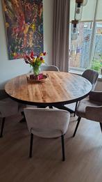Mango Ronde Eettafel met Zwarte Kruispoten - 150cm, Huis en Inrichting, Tafels | Eettafels, Rond, Zo goed als nieuw, Vijf personen of meer