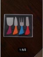 Set kaas mesjes design 4 stuks, Ophalen of Verzenden, Zo goed als nieuw, Rvs of Chroom, Bestekset