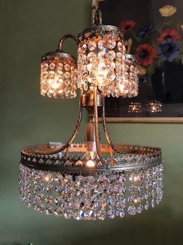 Kroonluchter, hanglamp, Italiaans, kristal, antiek, brocante beschikbaar voor biedingen