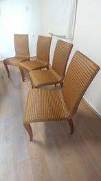 4 eetkamerstoelen | designer Vincent Sheppard, Huis en Inrichting, Stoelen, Ophalen, Riet of Rotan, Bruin, Zo goed als nieuw