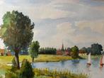 Aquarel Bokhoven aan de Maas, Antiek en Kunst, Kunst | Schilderijen | Klassiek, Ophalen of Verzenden