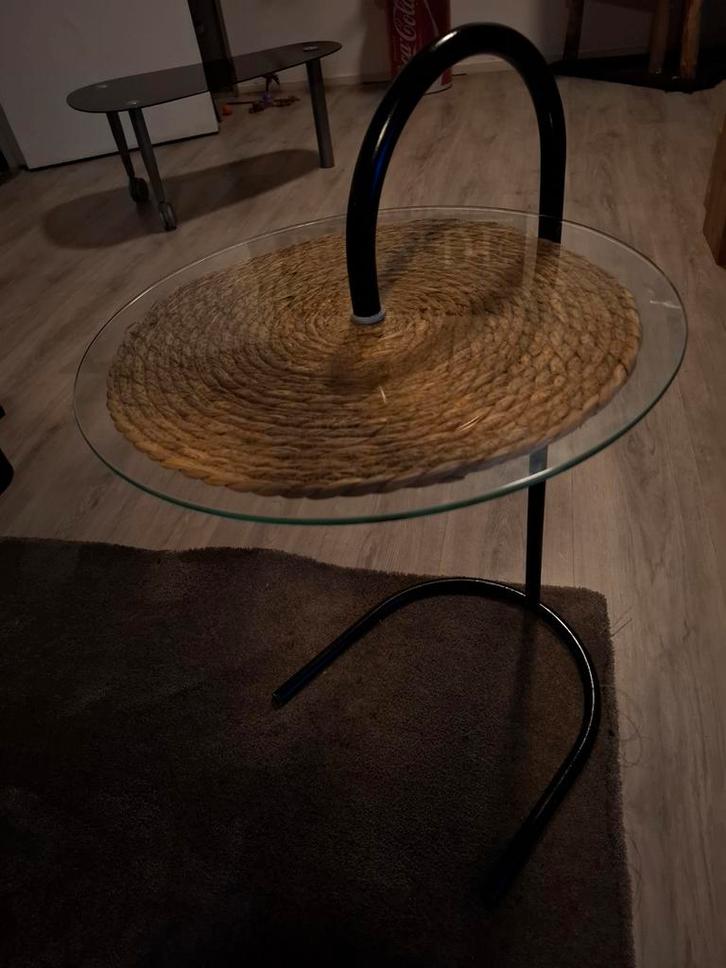 Industriële Bijzettafel, Huis en Inrichting, Tafels | Bijzettafels, Nieuw, Rond, Minder dan 45 cm, Minder dan 55 cm, Glas, Ophalen