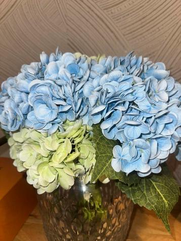 4 Kunstbloem Bossen Hortensia Blauw/Groen beschikbaar voor biedingen