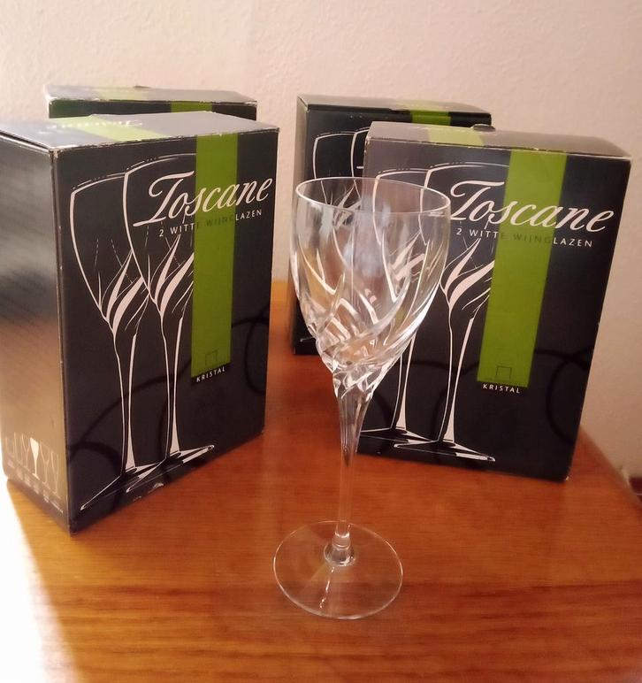 Kristallen wijnglazen Toscane (8 stuks), Antiek en Kunst, Antiek | Glas en Kristal, Ophalen of Verzenden