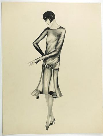 A299 Art Deco Modeontwerp Dame in Jurk plus 1 extra beschikbaar voor biedingen