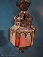 2 grote glas in lood. Een met blauwe en 1 met gele, Antiek en Kunst, Antiek | Lampen, Ophalen of Verzenden