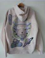 Rick and Morty gebroken wit Hoodie S 36, afbeelding op rug, Wit, Ophalen of Verzenden, Pull&Bear, Gedragen