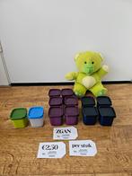 Tupperware zgan vierkante mini potjes paars blauw groen, Ophalen of Verzenden, Zo goed als nieuw, Paars, Bak of Kom