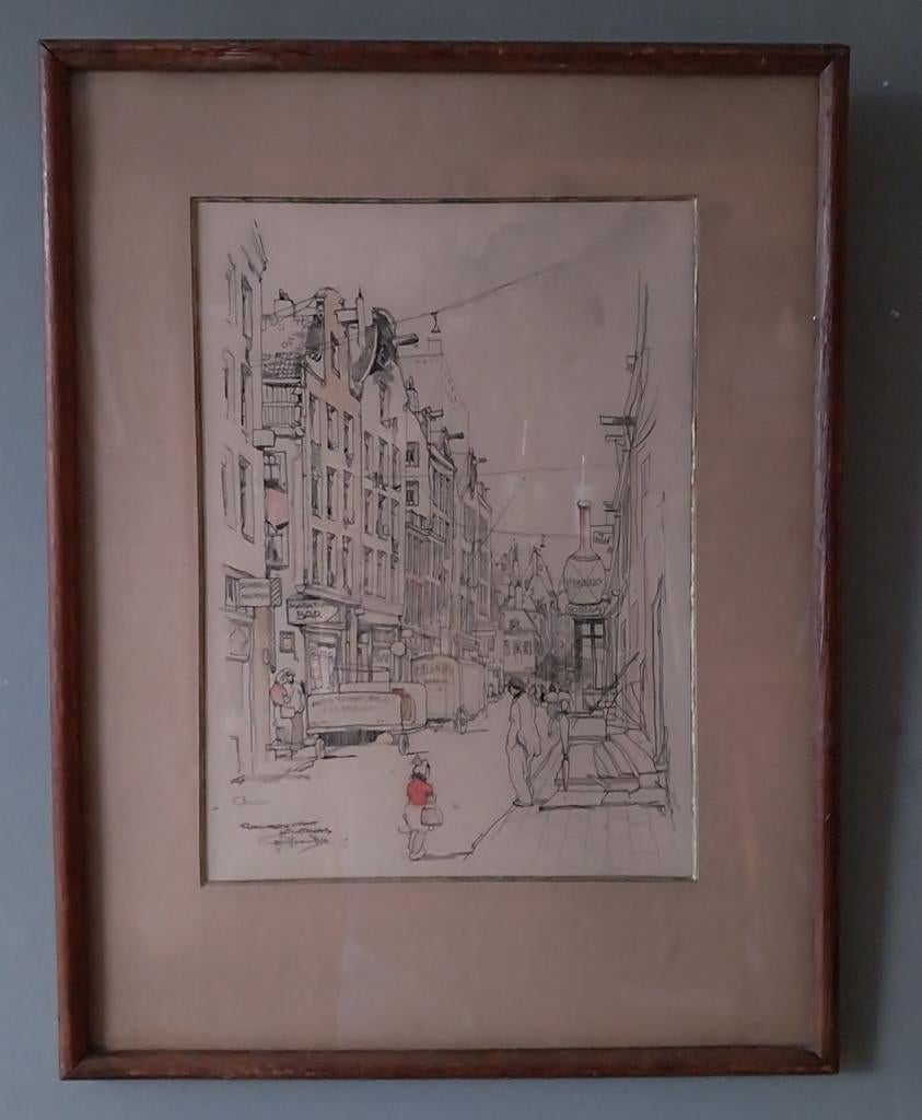 2xJan Rijlaarsdam (1911-2007) - Regulierdwarsstraat - A'dam, Antiek en Kunst, Ophalen of Verzenden
