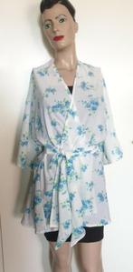 Kimono van vintage stof met blauwe bloemen ca mt 36 38 0204, Nieuw, Ophalen of Verzenden, Maat 36 (S)