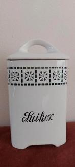 Suikerpot vintage retro wit met donkergroene print, Ophalen of Verzenden