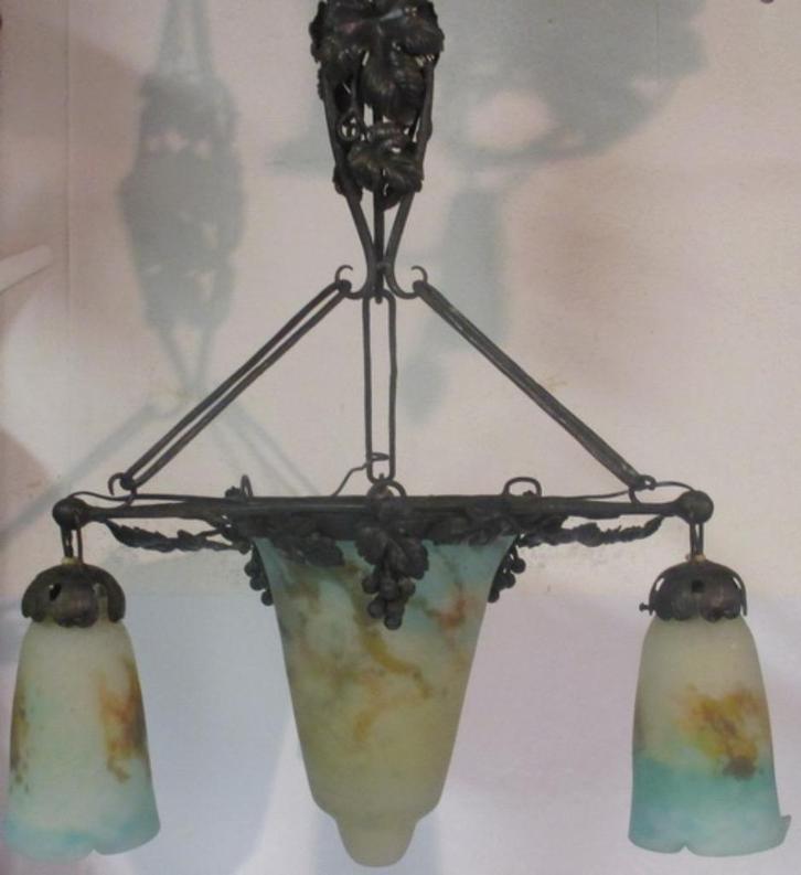 originele art deco pate de verre lamp Muller Luneville 11, Antiek en Kunst, Antiek | Lampen, Ophalen