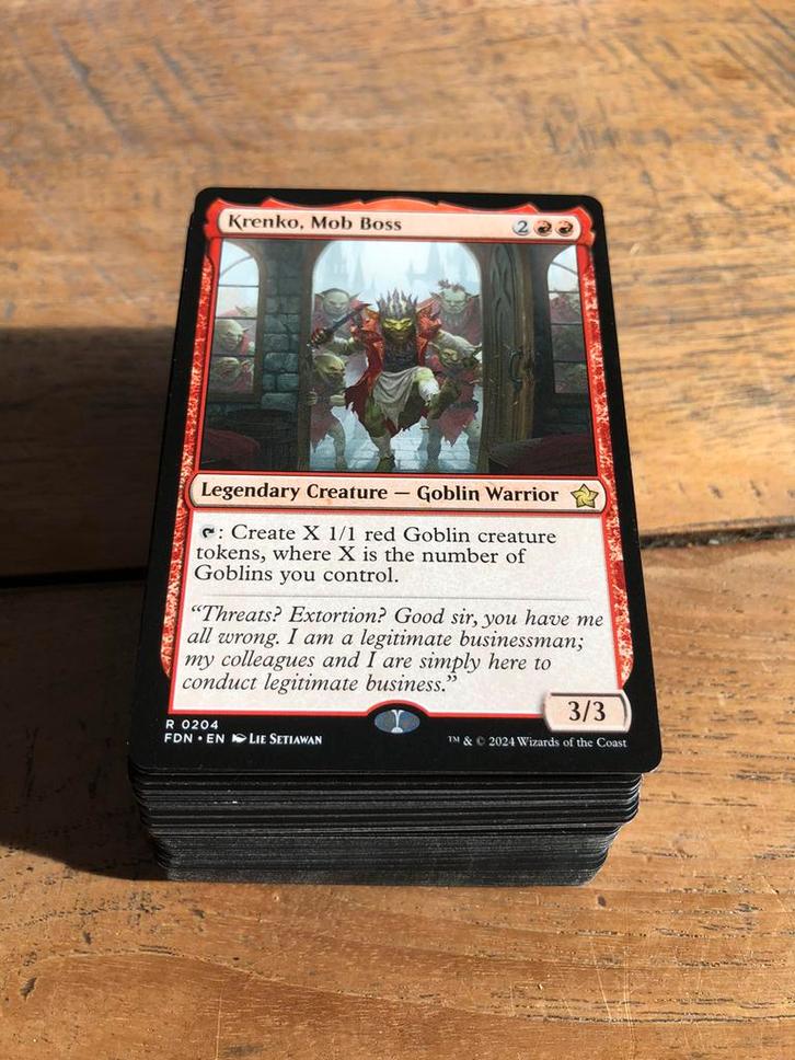 Mtg commander deck rood krenko goblins, Hobby en Vrije tijd, Verzamelkaartspellen | Magic the Gathering, Zo goed als nieuw, Speeldeck