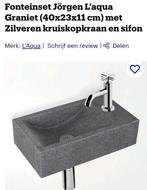 Fontein graniet natuursteen Jörgen, Ophalen, Zo goed als nieuw, Steen, Wastafel